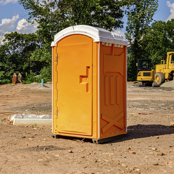 how often are the portable restrooms cleaned and serviced during a rental period in Hudson Lake